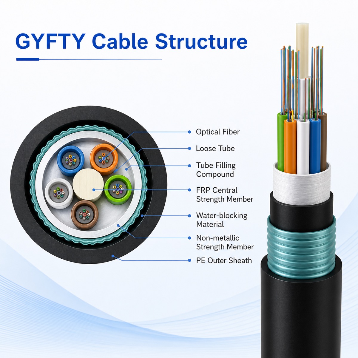 GYFTY Outdoor Fiber Optic Cable صورة المنتج ومرجع التركيب 2